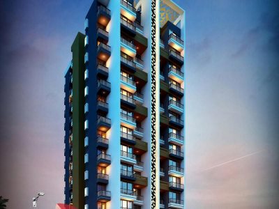 high-rise-apartment-Port blair-3d-elevation-night-view-3d-model-architecture